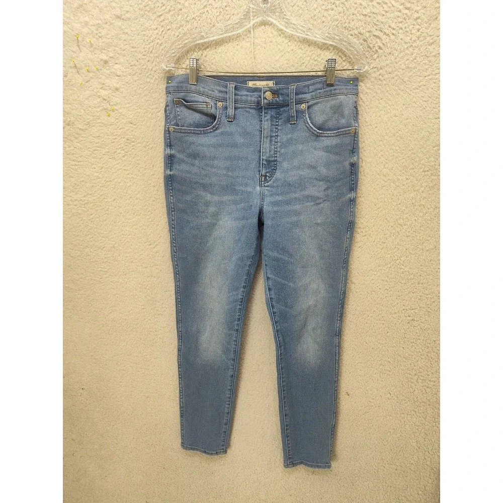 Madewell Women Jeans 33x26 Blue Cotton Blend High Rise Straight Leg Regular Fit